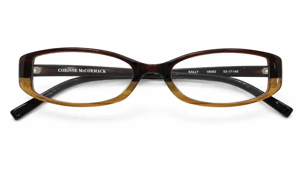 Corinne McCormack Sally 18583 Eyeglass Frames Brown Amber 53-17-140 Women